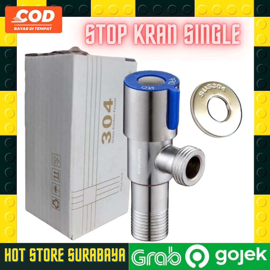 STOP KRAN STAINLESS 1/2 INCH STOPKRAN 304 SINGLE CABANG 1 -SATU stopkran closet shower kloset TOILET