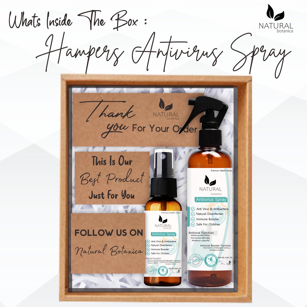 Natural Botanica Antivirus Spray Parcel Hadiah Hampers Pernikahan, Kado Ulang Tahun, Birthday Gift, Hamper Wisuda, Kado Lebaran / Idul Fitri