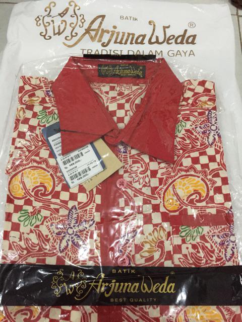 Arjuna Weda Hem Batik Papan Catur - Merah
