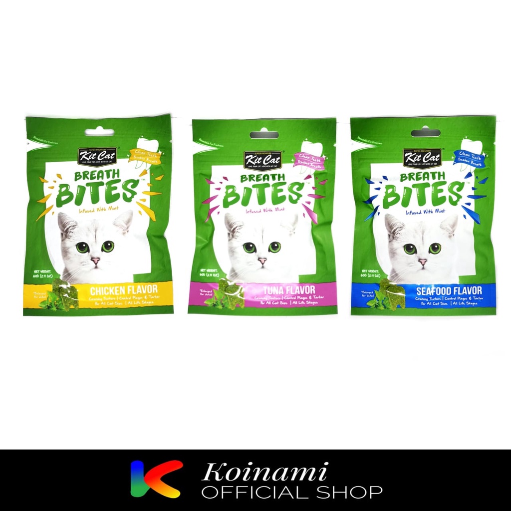 Breath Bites Kit Cat 60gr / Snack kucing / Dental Cat / SIkat Gigi Kucing / Pembersih Gigi Kucing / Makanan Kucing / Kit Cat Denta / Snack Kit Cat