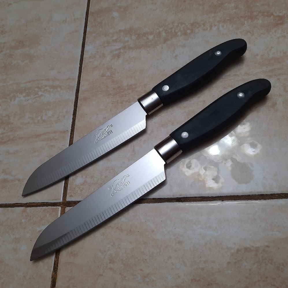 Pisau Dapur Stainless Tajam Knife Buah Sayur Daging Murah Ringan Polos Runcing