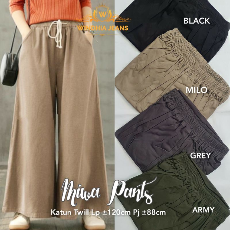 Miwa Celana Kulot Palazzo Pants Bahan Katun Twill Premium Ootd Pakaian Wanita Korea Jumbo Big Size