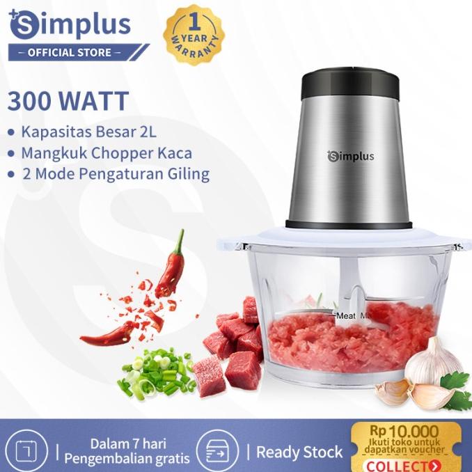 Simplus Blender Low Watt 300W 2Liter Food Chopper Meat Grinder