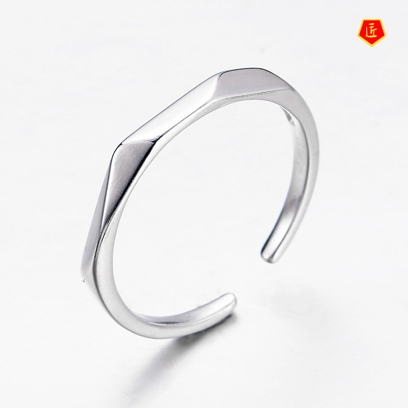 [Ready Stock]Korean Style Simple Geometric Glossy Rhombus Couple Ring