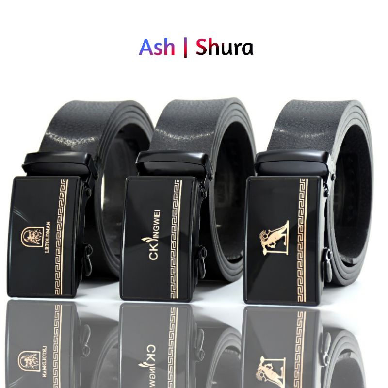 Ash shura 04 Ikat Tali Pinggang Pria Stainless Gesper Kulit