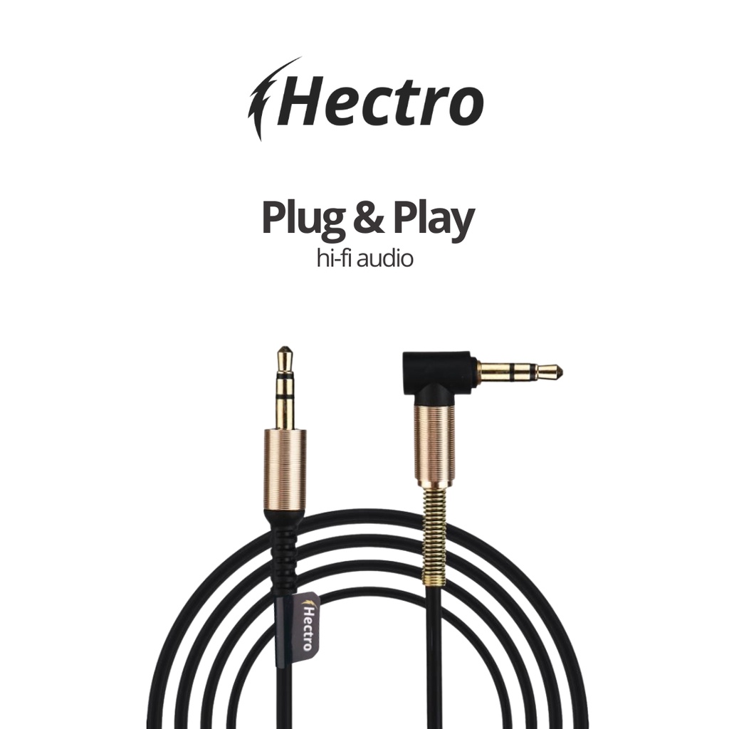 HECTRO Kabel AUX Audio Extender Jack 3.5mm Male to Male HiFi Bentuk L