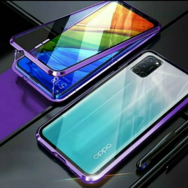 Original Case MAGNETIC Oppo A92  2020 Double Glass Anti Baret Metal Casing