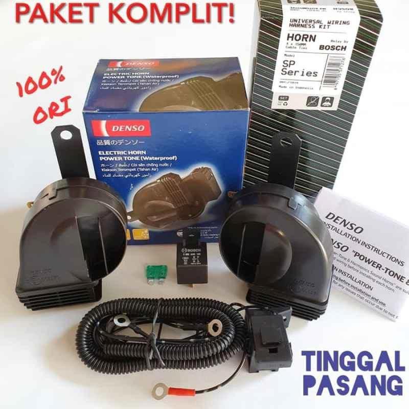 KLAKSON KEONG DENSO Waterpoof TAHAN AIR Original + KABEL RELAY SET BOSCH