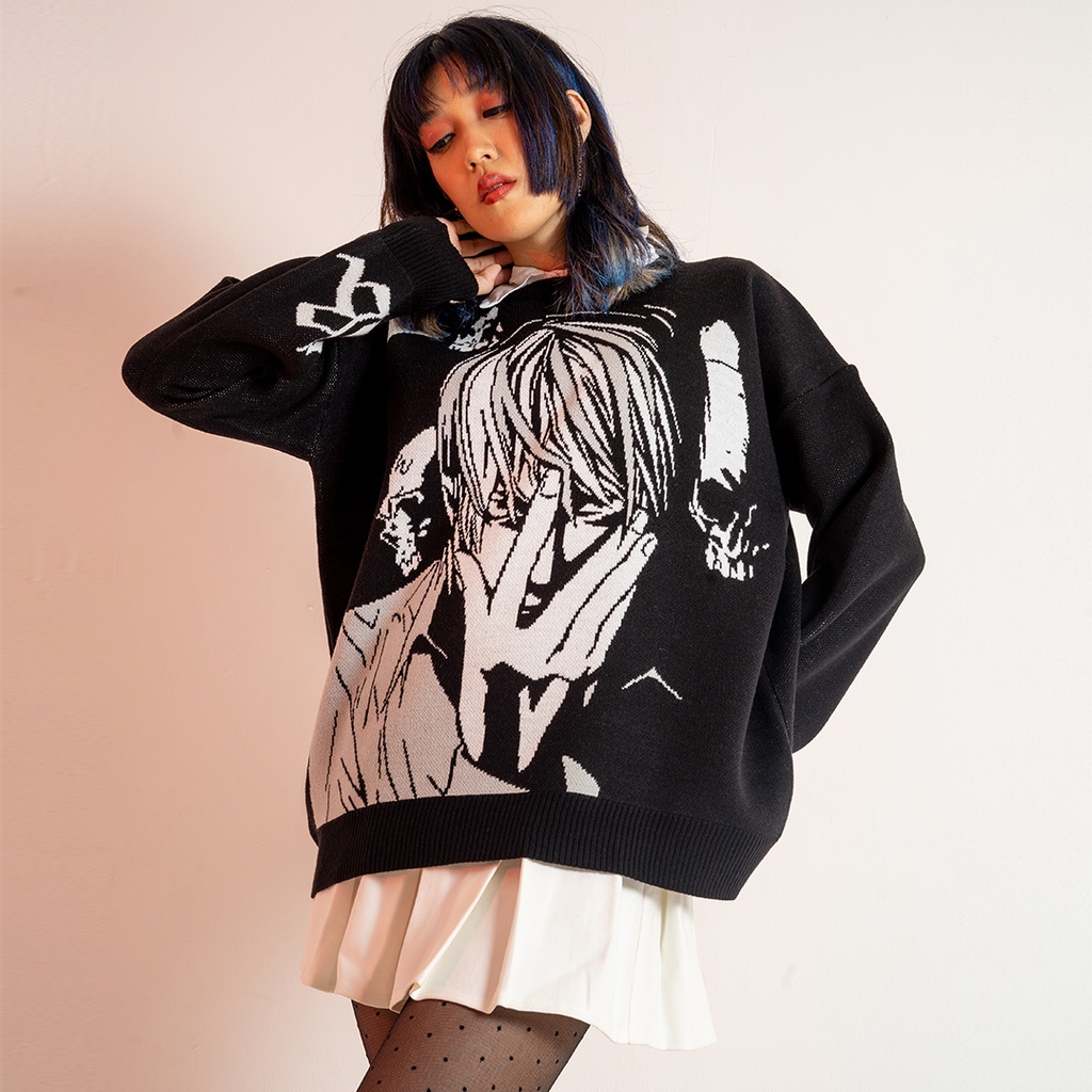 Yesyou Kira Light Yagami Black Oversized Knitwear