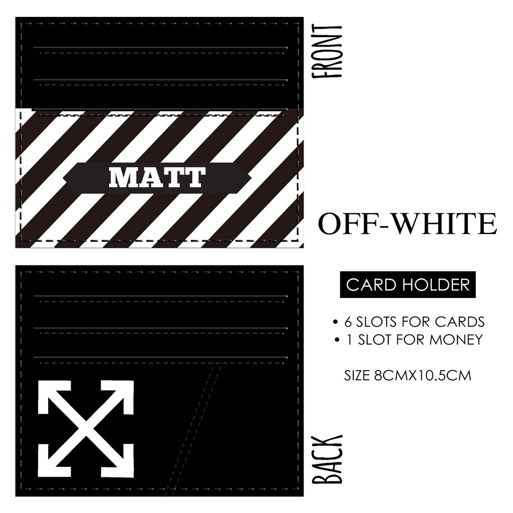 Cardholder CUSTOM Off White Dompet Kartu request gambar kasih nama kado Keren hype kekinian