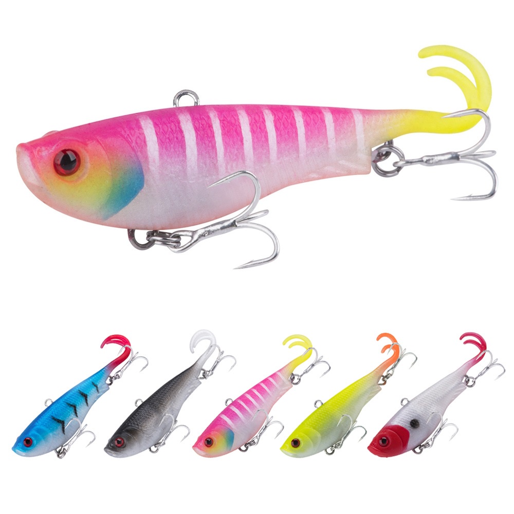 1 Pc Umpan Pancing Soft Bait VIB Bentuk Ikan Imitasi 6.5cm 12g Dengan Kail