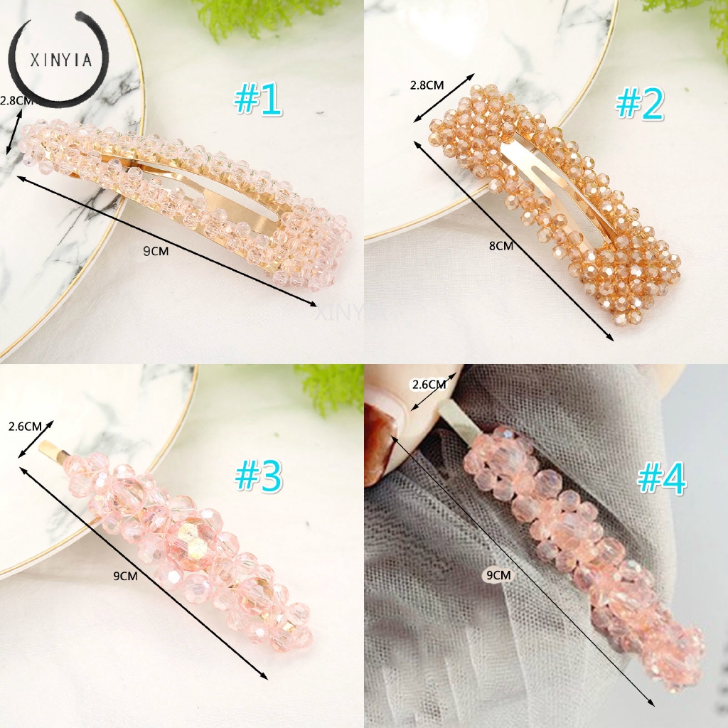 Jepit Rambut Hairclip Model Barrette Dengan Crystal Gaya Korea Wanita Hairpin