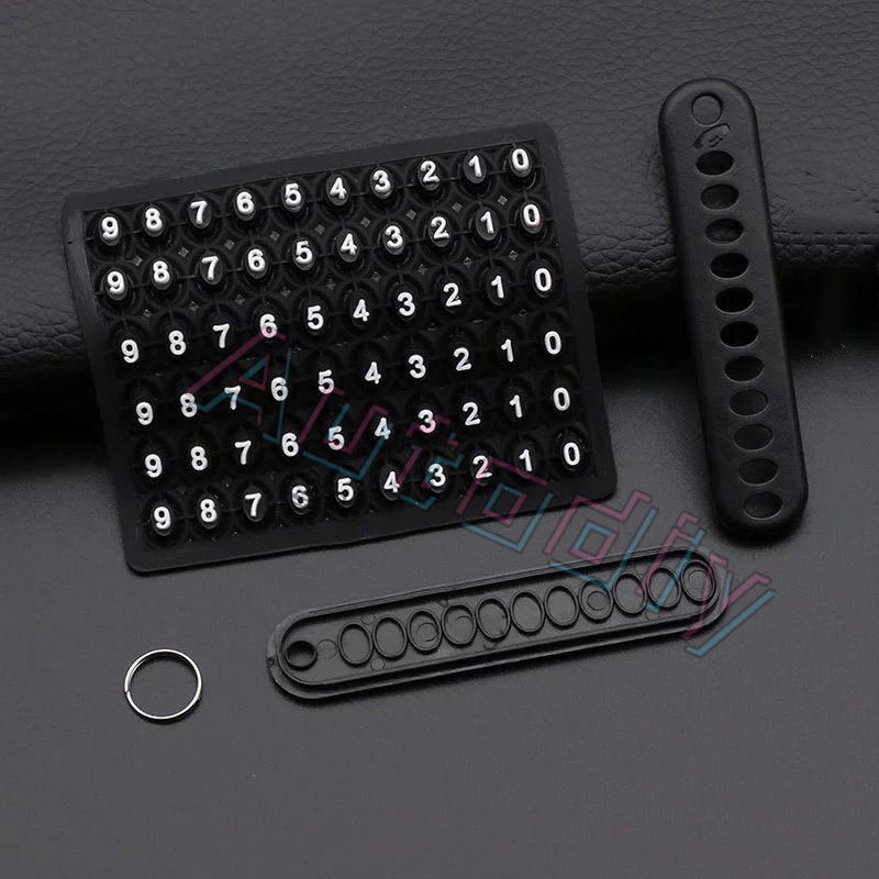 Hitam/merah/pink/biru Gantungan Kunci Kartu Nomor Telepon Anti Hilang Gantungan Kunci Mobil Plat Nomor Telepon Key Ring Auto Vehicle Lost and found Key Chain Accessories