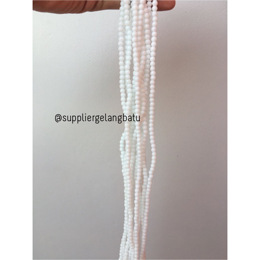 batu kristal 4mm white onyx susu natural putih stone healing akik aksesoris beads supplier grosir