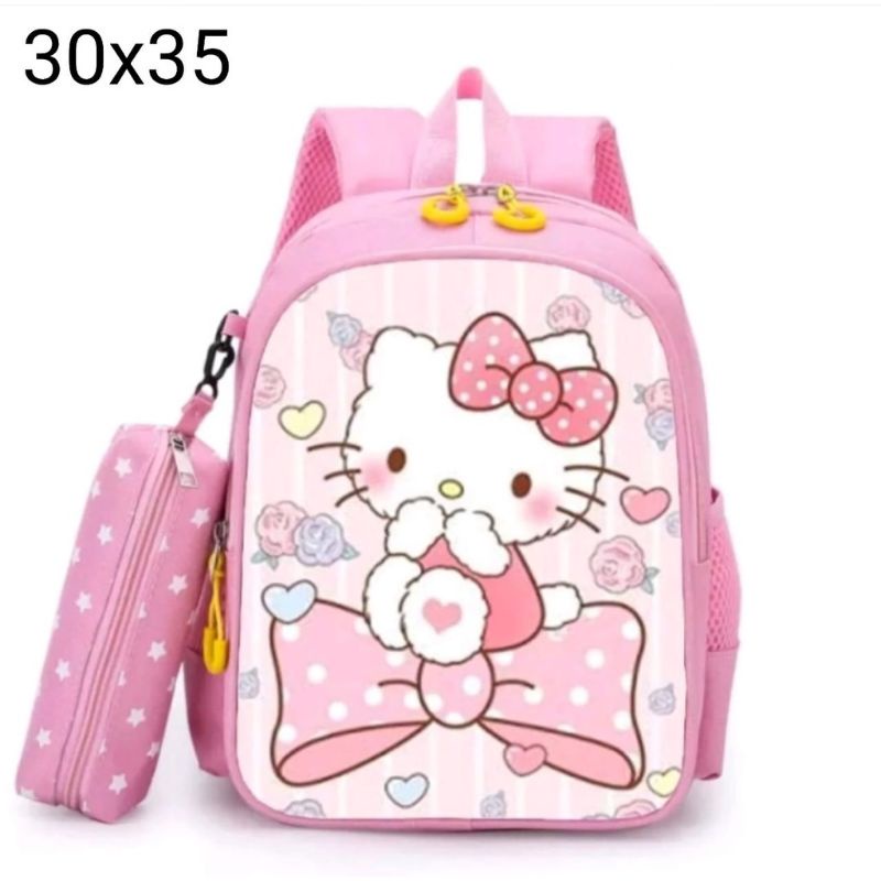 TAS RANSEL ANAK PEREMPUAN KARAKTER HELLO KITTY 2in1 - TAS + TEMPAT PINSIL - TAS RANSEL ANAK - TAS ANAK