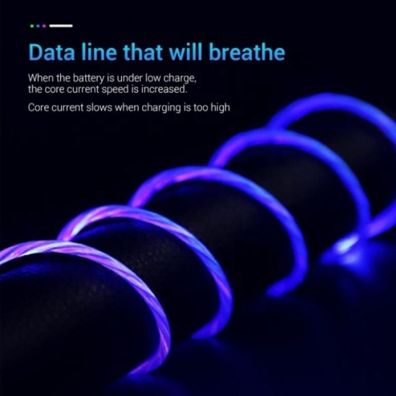 Kabel Data Magnetic 3 in 1 LED Cable Fast Charging Grade A