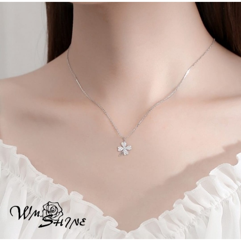 Wm.Shine Clover Leaf Necklace 017 Kalung Wanita Perak S925