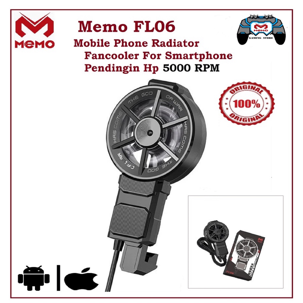 Memo FL06 FANCOOLER /Pendingin Hp 5000RPM Fancooler mobile phone Radiator