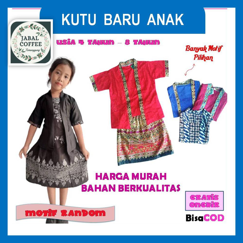 Set Kebaya Anak Anak Perempuan Murah Katun / Setelan Batik Kutu Baru Anak Usia 4 Tahun - 8 Tahun J14