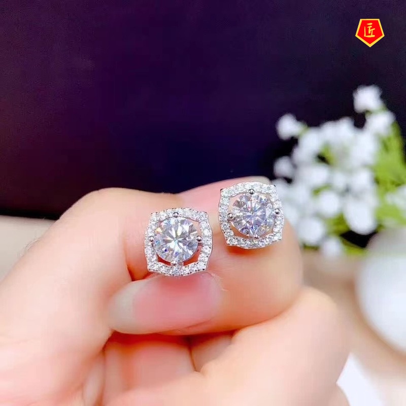 [Ready Stock]Simple and Stylish 1 Karat Moissanite Stud Earrings