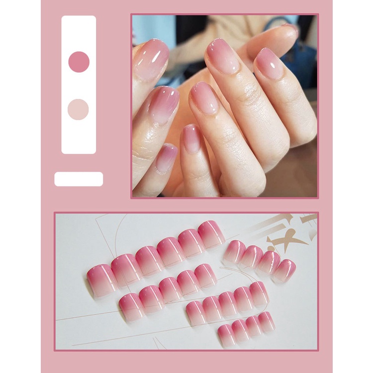 Kuku Palsu Fake Nail 24 Pcs Kemasan Strip Kuku Palsu Baru Fake Nails Kuku Palsu 3d Kuku Palsu Polos French Manicure-T117