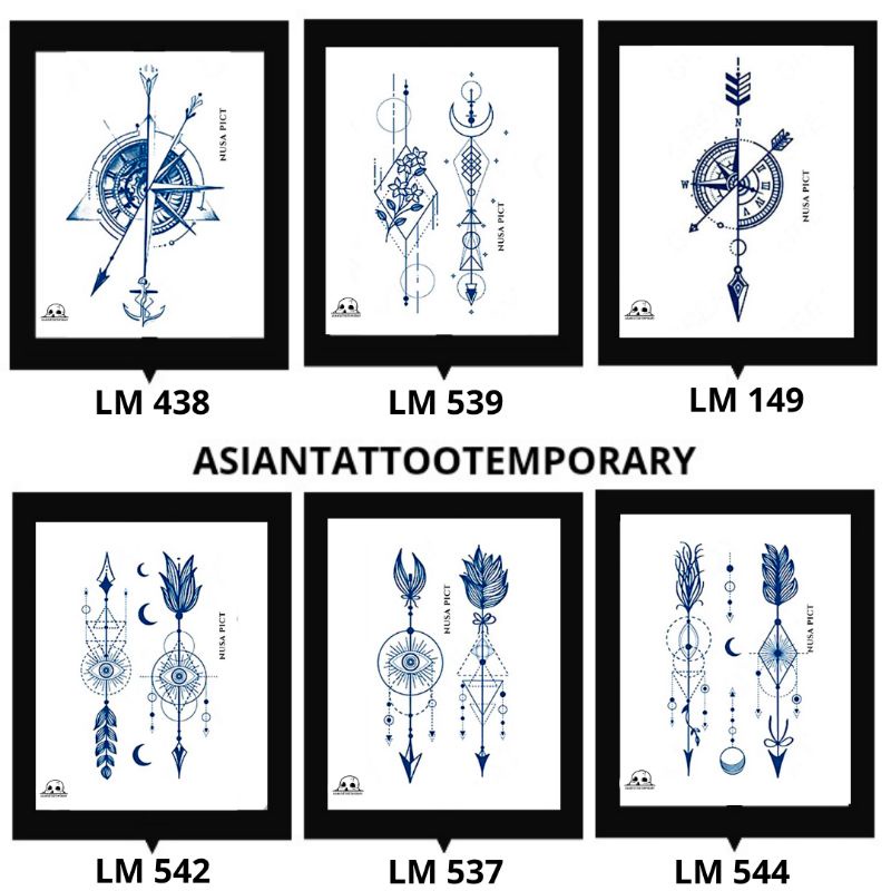 SEMI PERMANEN &quot;PANAH - COMPASS - BUSUR - KOMPAS - ARROW&quot; ORIGINAL ASIANTATTOOTEMPORARY TAHAN LAMA TATO