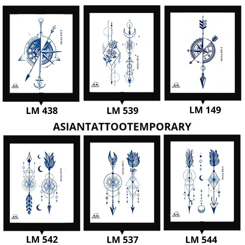 SEMI PERMANEN &quot;PANAH - COMPASS - BUSUR - KOMPAS - ARROW&quot; ORIGINAL ASIANTATTOOTEMPORARY TAHAN LAMA TATO