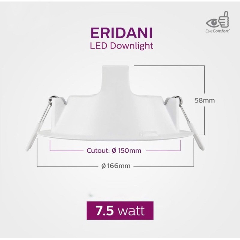 PHILIPS LAMPU LED DOWNLIGHT ERIDANI 7,5 WATT 59262 - LAMPU DOWNLIGHT PHILIPS 7,5W