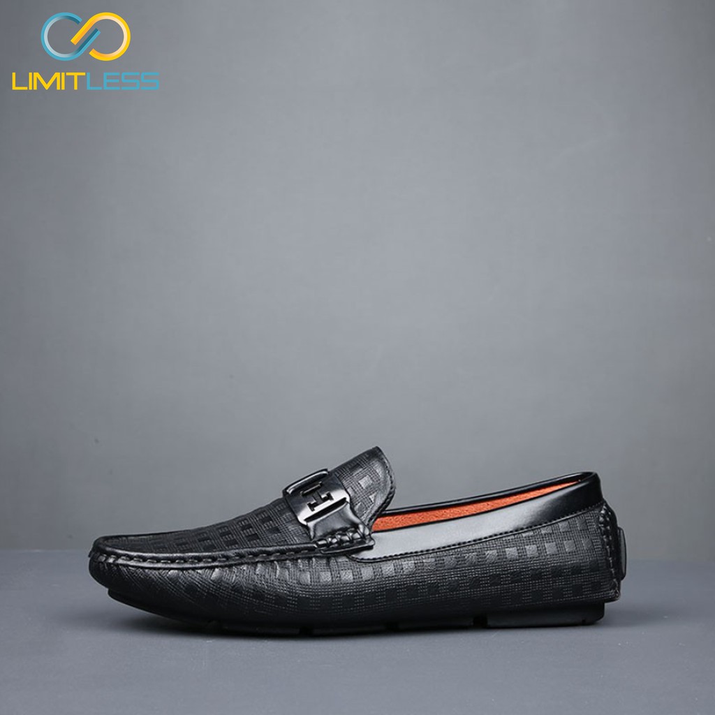 Sepatu Formal Pria Kulit Motif Premium Slip On Tanpa Tali Loafer Import Korea