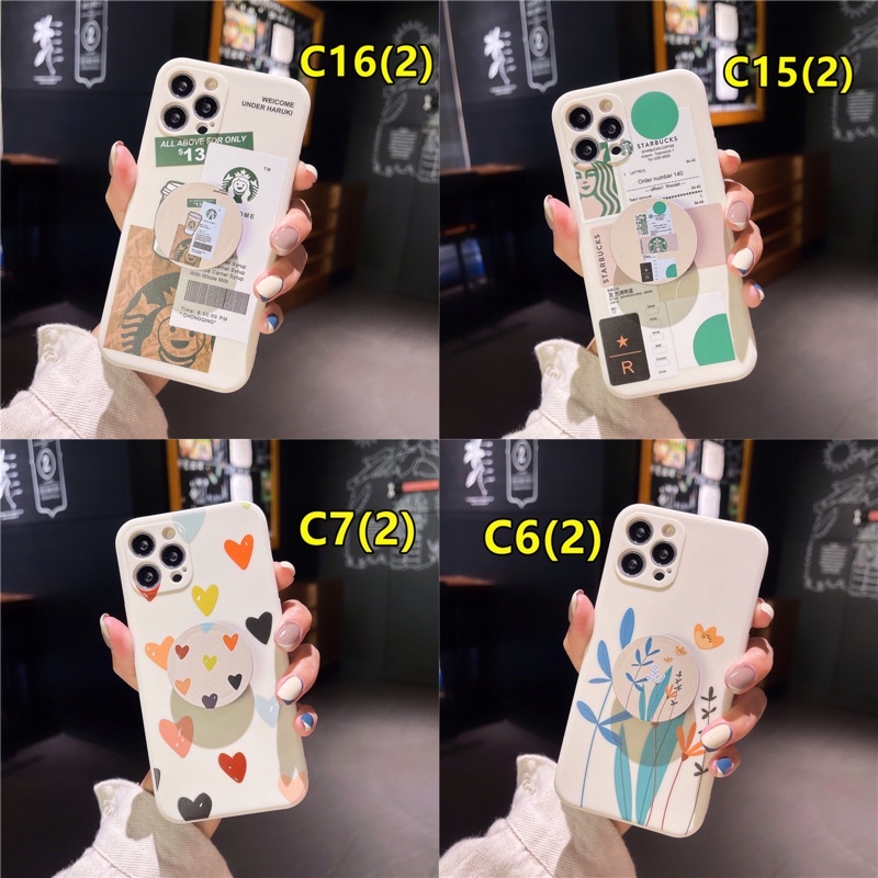 soft case starbucks pop socket iphone oppo vivo samsung xiaomi huawei