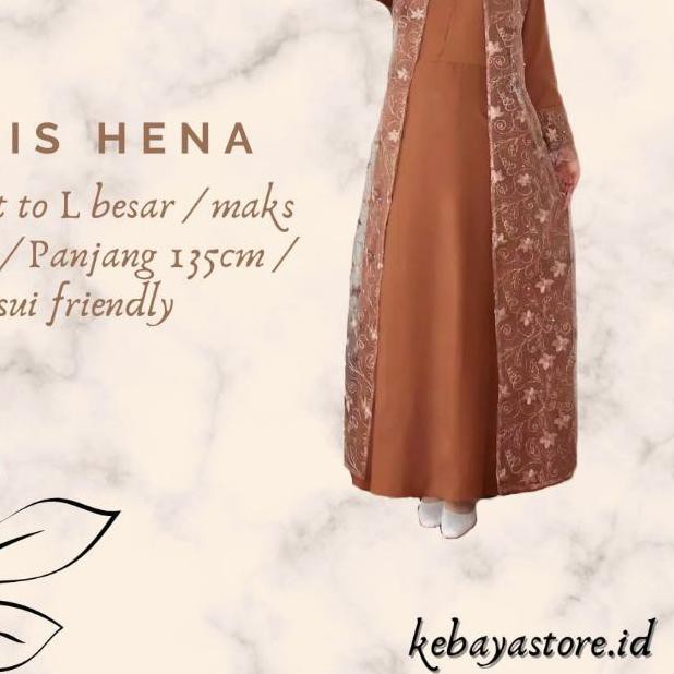 ❂ [] Gamis Hena Busui TilLe Bordir Mutiara Maxi Dress Lebaran Brukat Tulle Baju Muslim ✥