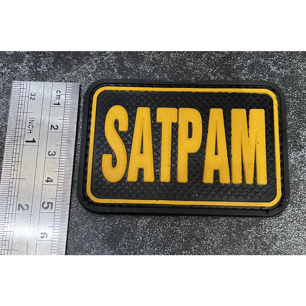 Patch Satpam Tulisan Kuning - Patch Velcro Security - Prepetan Satpm -  Velcro Karet