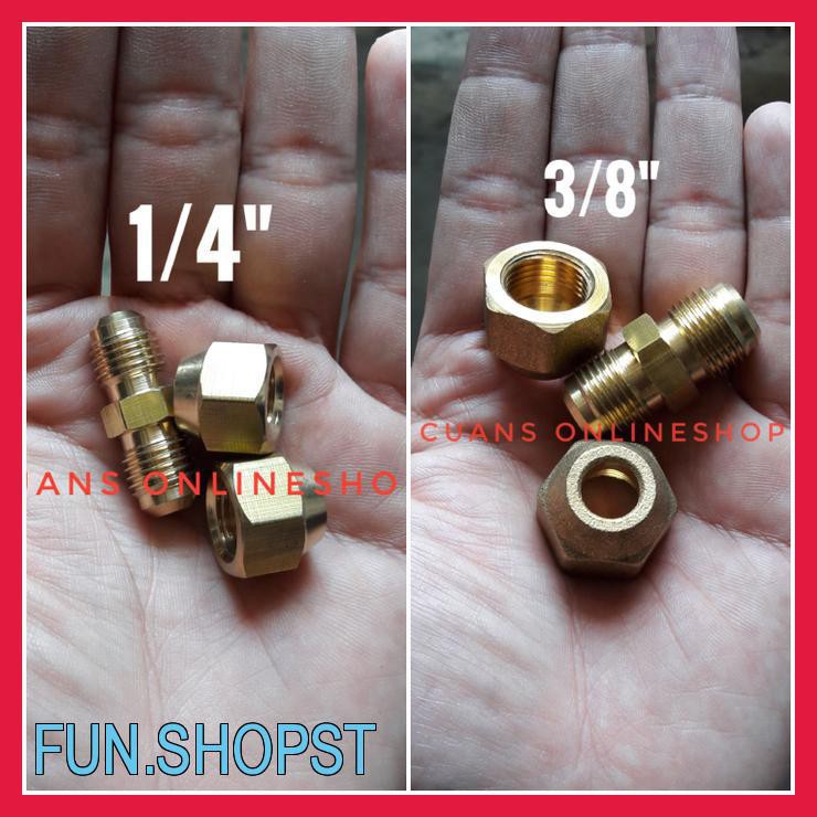 PAKET HEMAT DOUBLE NEPEL SET 1/4" DAN 3/8" SAMBUNGAN PIPA AC TANPA LAS