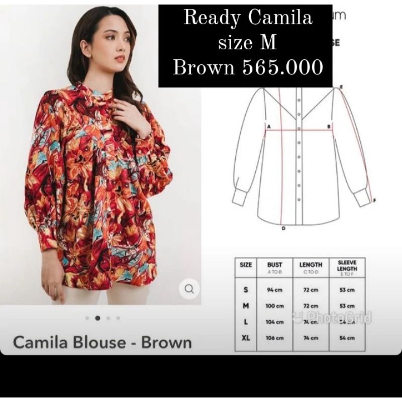 New Ready Camila Blouse Benang Jarum Brown size M