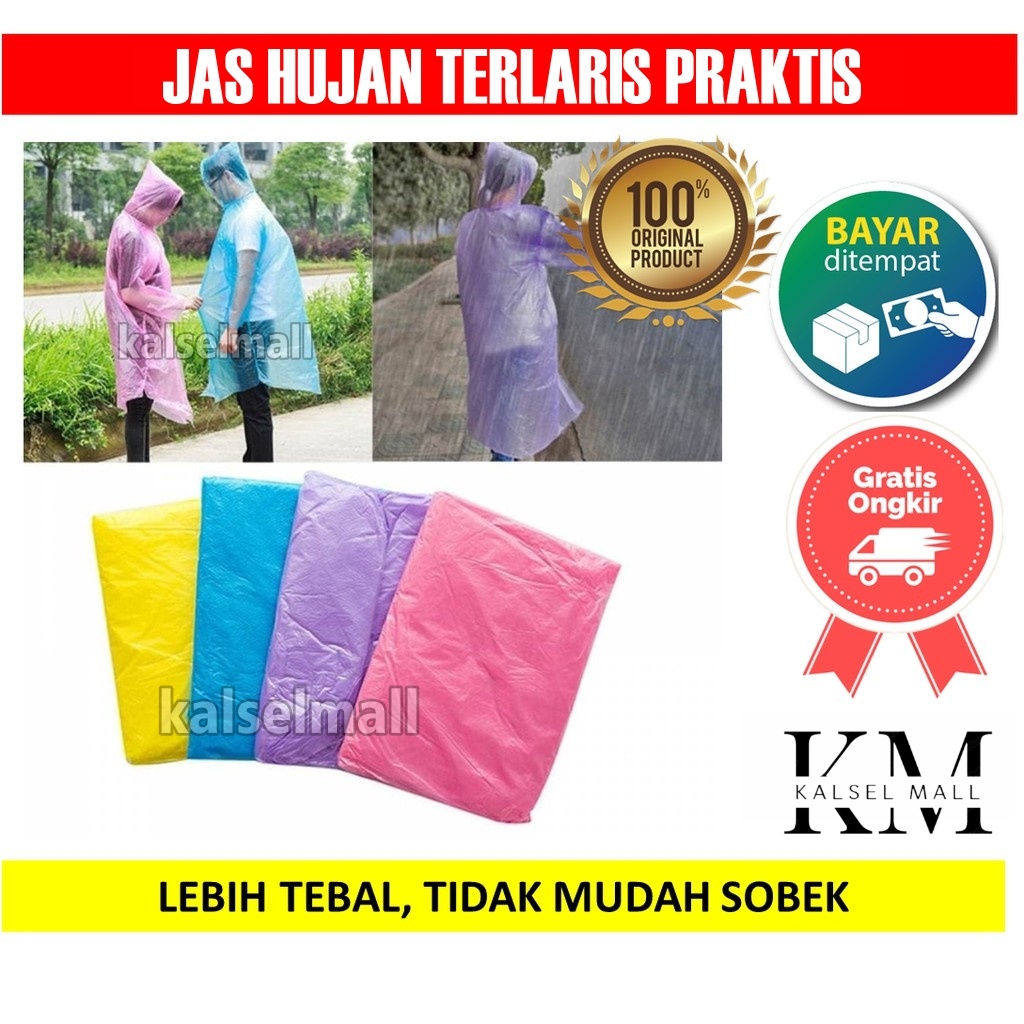 Mantel Jas Hujan Pria Wanita Plastik Kresek Warna Darurat Ukuran Dewasa Lengan Panjang Ponco Ujan Lipat Kartu Travel Emergency Raincoat Rain Coat Disposable Sekali Pakai Darurat Poncho ART39