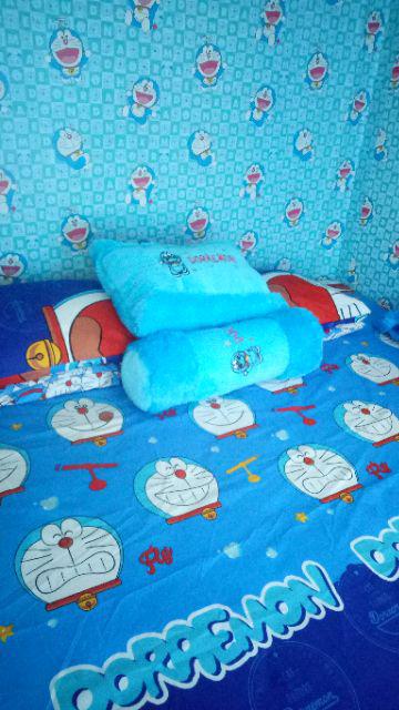 Bantal Doraemon,guling Doraemon Karakter Rasfur Bordir Ukuran Sedang 50cm 1set
