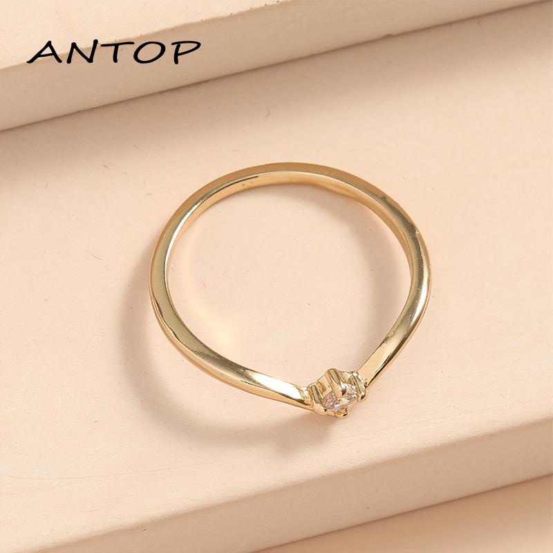 Cincin Bentuk V Bahan Zircon Untuk Wanita