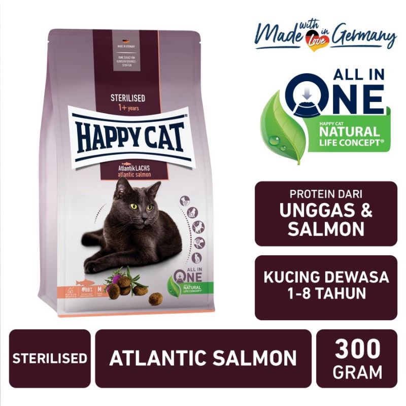 HAPPY CAT STERILISED ATLANTIC SALMON 300g /HAPPYCAT ATLANTIK LACHS/MAKANAN KUCING STERIL