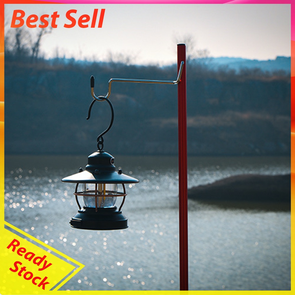 Double-Hook Camping Lamp Pole Portable Ground Desktop Fixing Lantern Holder