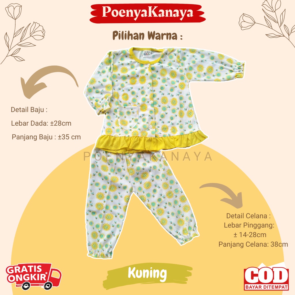 Setelan Baju Bayi Piyama Bayi Panjang Perempuan BEE FLOWER Syifana 6-18 bln SPY112