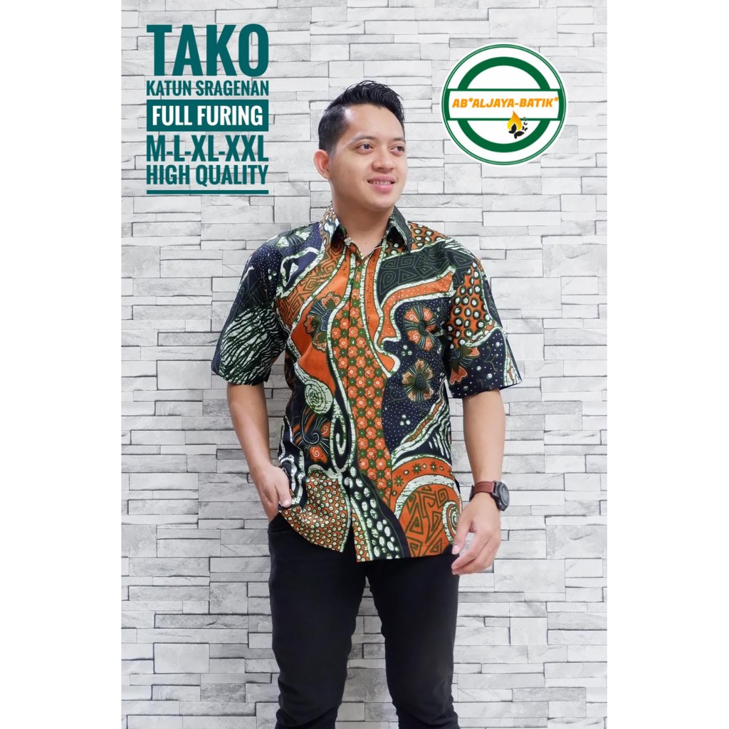 TAKO Baju Kemeja Batik Pria Solo Premium Modern Lengan Pendek Katun FULL FURING Aljaya Perwira Mahesa Hanung Jayanegara Kencono ungu suket segoro peksi seling batik keris solo asli mahogra arieswara