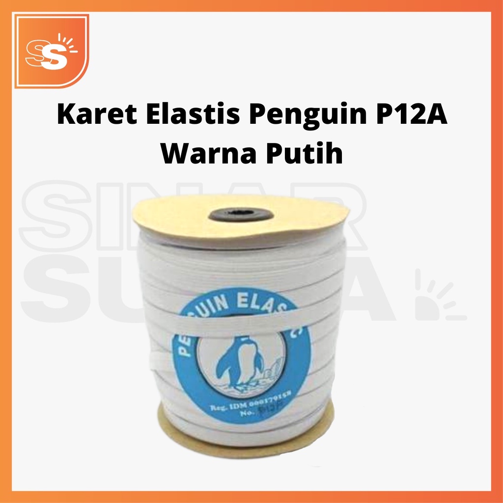 Karet Elastis Penguin P12A Ukuran 1,2cm Warna Putih