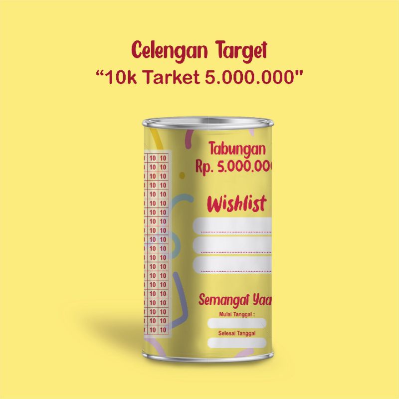 CELENGAN TARGET MURAH CELENGAN VIRAL CELENGAN TIKTOK TABUNGAN BUKA TUTUP ( MEDIUM 10 RIBU TARGET 5 J