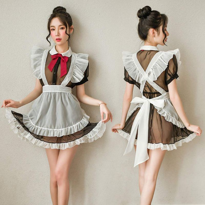 PREMIUM Costume Lingerie French Maid Apron Set Seragam Pelayan Pembantu