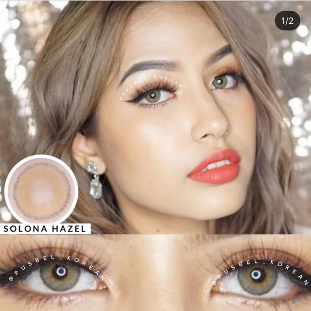 Softlens solona 3 tone hazel brown dan gray original korea