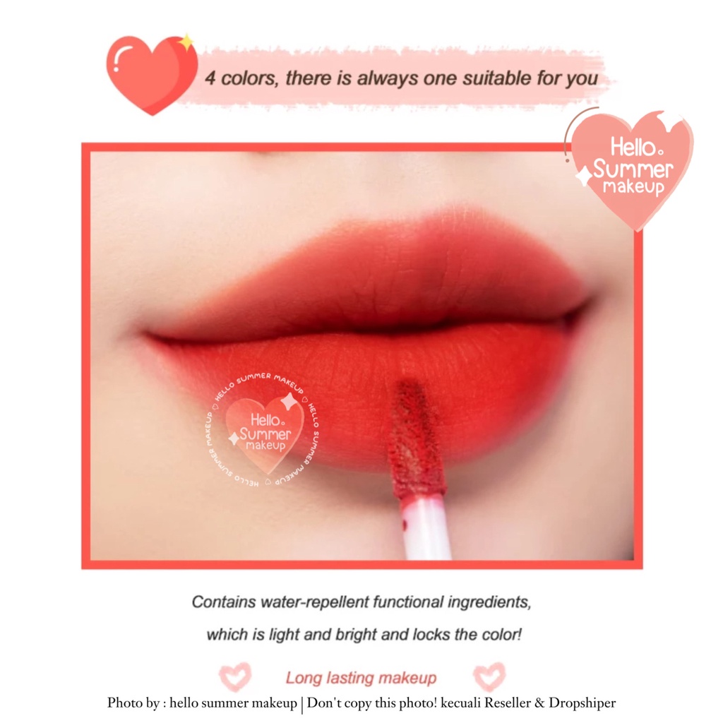 𝐌𝐀𝐓𝐓𝐄 𝐋𝐈𝐏𝐒𝐓𝐈𝐂𝐊 - Kiss Beauty Red Velvet Lasting Lip Color Lipgloss Longlasting 3ml Tahan Lama