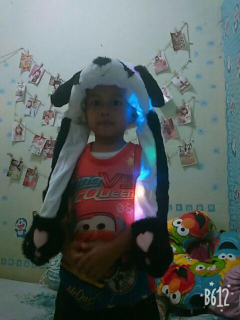 [ready Gosend] Dancing Topi Led Tiktok / Dancing Hat Bunny/ Topi Kuping Lampu / Topi Lampu Led