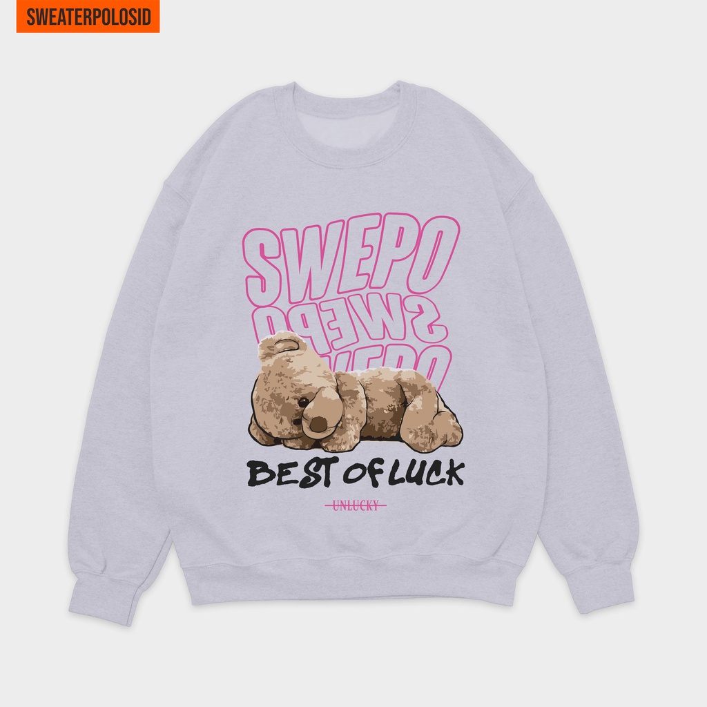 SWEATERPOLOSID Basic Sweater Swepo Best of Luck M-XXL (Pria & Wanita)-ABU MISTY MUDA
