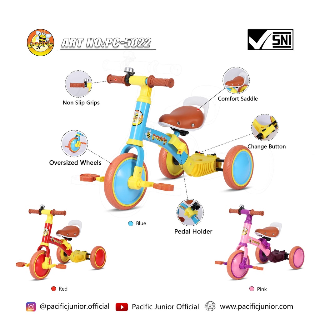 Exotic ET-709 ET709 ( 4 in 1 ) Bisa Jadi Balance Bike Push Bike Sepeda Anak Roda Tiga ET 5511 ET5511 ET 5512 ET5512