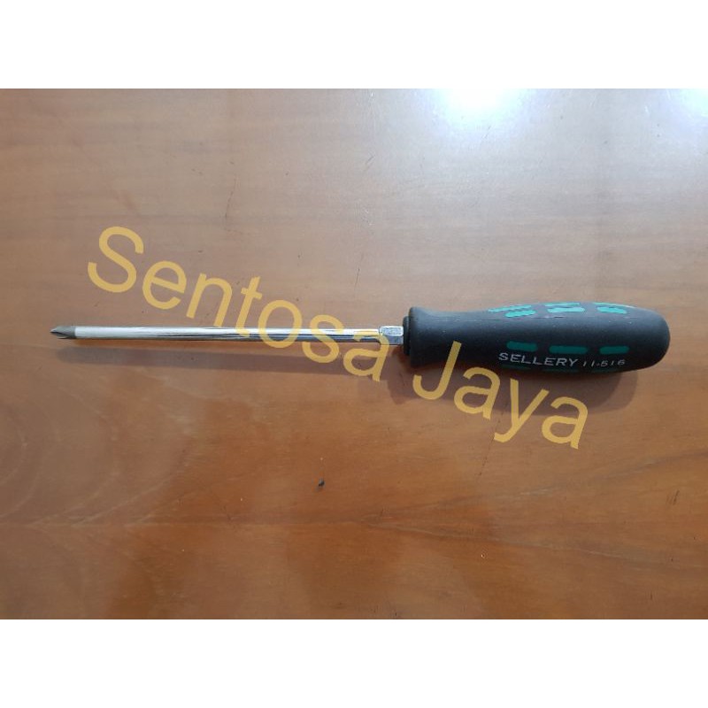 Obeng Karet Plus (+) Belimbing / Screwdriver 6" inch in inci Sellery